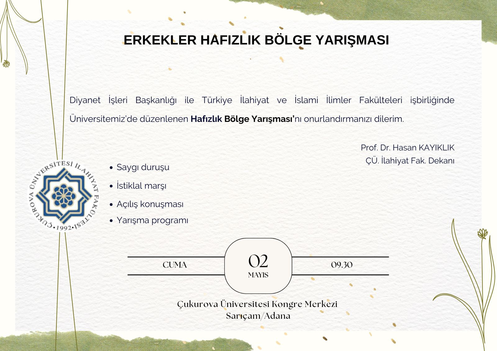 Erkekler Hafızlık Bölge Yarışması